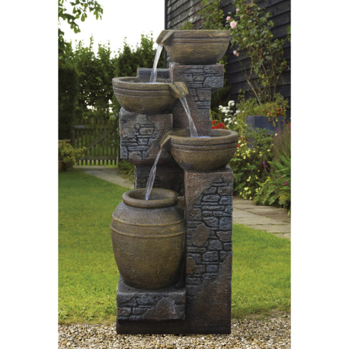 FONTAINE 4 VASQUES PIERRE, HAUT. 81 CM – FONTAINES – Arteverdeco