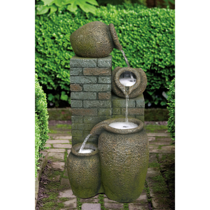 FONTAINE 4 JARRES PIERRE, HAUT. 83 CM – FONTAINES – Arteverdeco