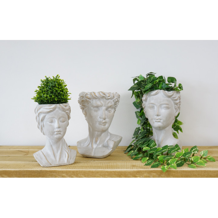 POT CIMENT FORME DE VISAGE DE FEMME - VENDU EN CARTON DE 4 PCS – CONTENANTS – Arteverdeco