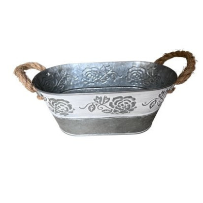 JARDINIERE ZINC MOTIF FLEURS – CONTENANTS – Arteverdeco