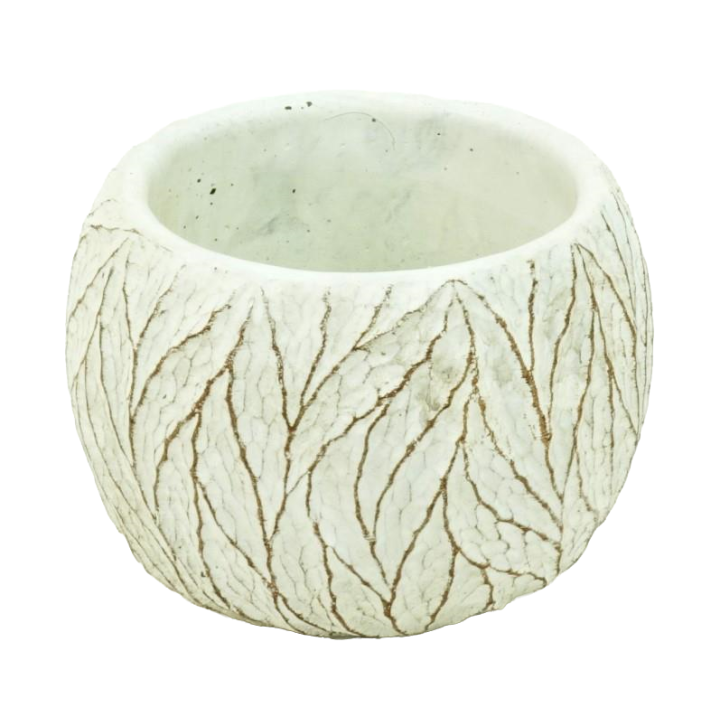 POT CIMENT MOTIF FEUILLAGES - VENDU EN CARTON DE 24 PCS - COLORIS ASSORTIS – CONTENANTS – Arteverdeco