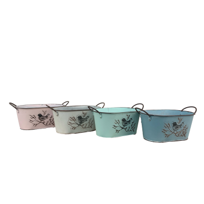 JARDINIERE ZINC MOTIF FLEURS – CONTENANTS – Arteverdeco