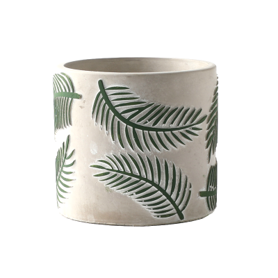 POT CIMENT MOTIF FEUILLES MONSTERA – CONTENANTS – Arteverdeco