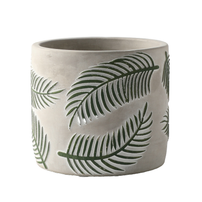 POT CIMENT MOTIF FEUILLES MONSTERA – CONTENANTS – Arteverdeco