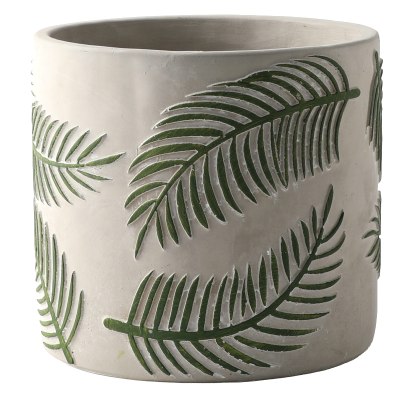 POT CIMENT MOTIF FEUILLES MONSTERA – CONTENANTS – Arteverdeco