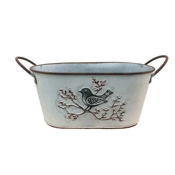 JARDINIERE ZINC MOTIF OISEAU – CONTENANTS – Arteverdeco