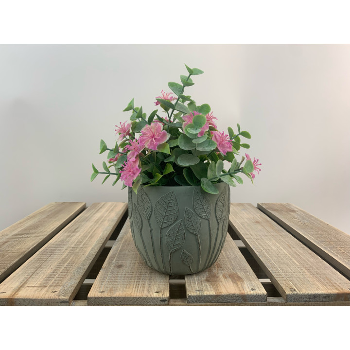 POT CIMENT MOTIF FEUILLES – CONTENANTS – Arteverdeco