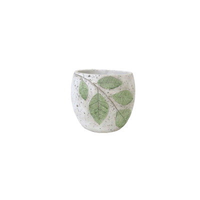 POT CIMENT MOTIF FEUILLES ET VEINAGE – CONTENANTS – Arteverdeco