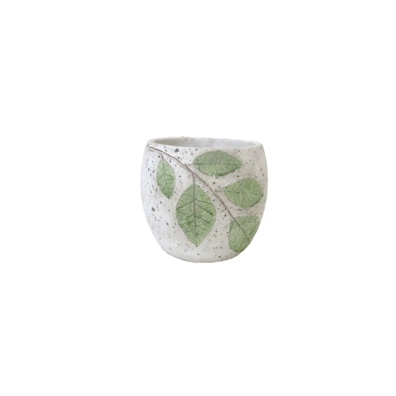 POT CIMENT MOTIF BRANCHE - FEUILLES – CONTENANTS – Arteverdeco