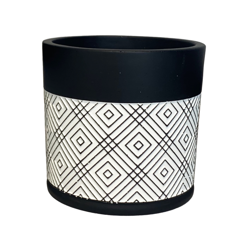 POT CIMENT MOTIF GEOMETRIQUE MODERNE – CONTENANTS – Arteverdeco