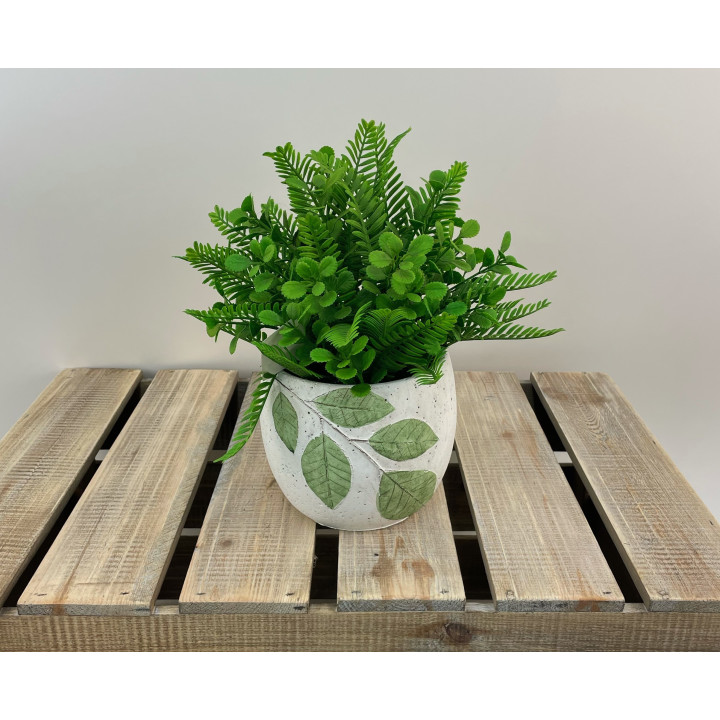 POT CIMENT MOTIF BRANCHE - FEUILLE - VENDU EN CARTON DE 18 PCS – CONTENANTS – Arteverdeco