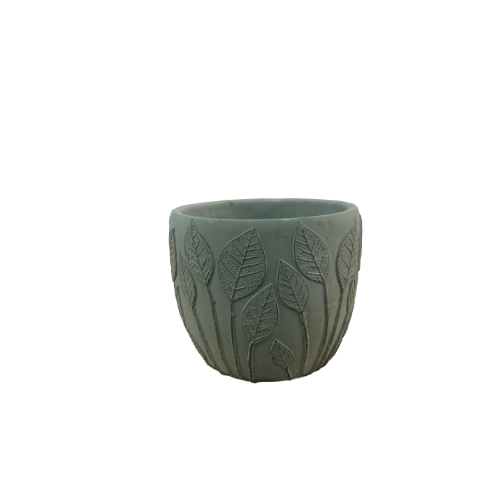 POT CIMENT MOTIF FEUILLES – CONTENANTS – Arteverdeco