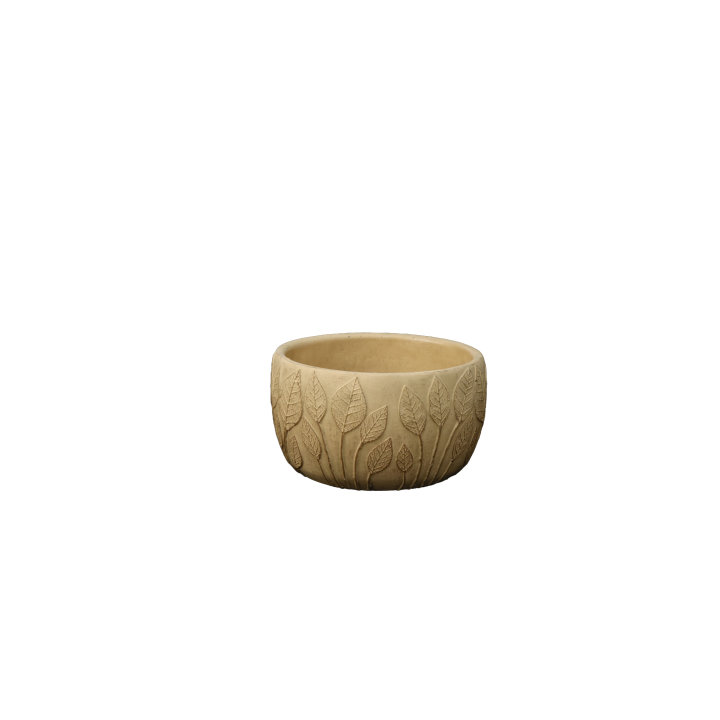 VASQUE CIMENT MOTIF FEUILLES – CONTENANTS – Arteverdeco
