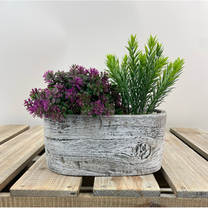 JARDINIERE CIMENT IMITATION BOIS - VENDU EN CARTON DE 12 PCS – CONTENANTS – Arteverdeco