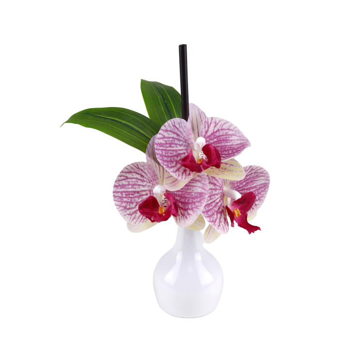 ORCHIDEE ARTIFICIELLE VASE BOULE CERAMIQUE, HAUT. 26 CM – DECORATIONS – Arteverdeco