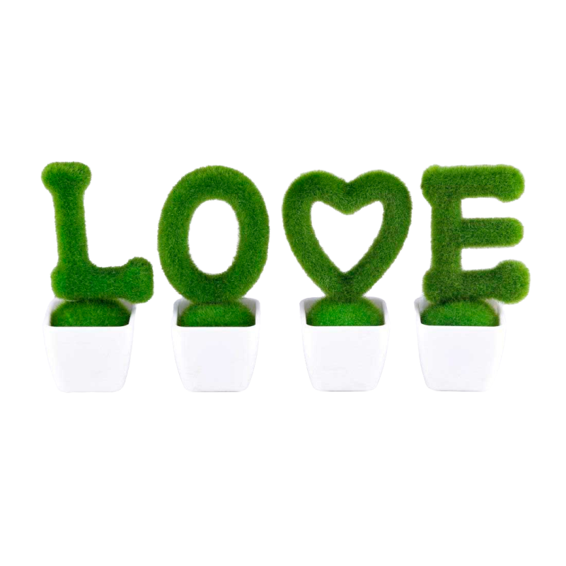 POT + 4 LETTRES "LOVE" GAZON SYNTHETIQUE - HAUT. 13 CM – DECORATIONS – Arteverdeco