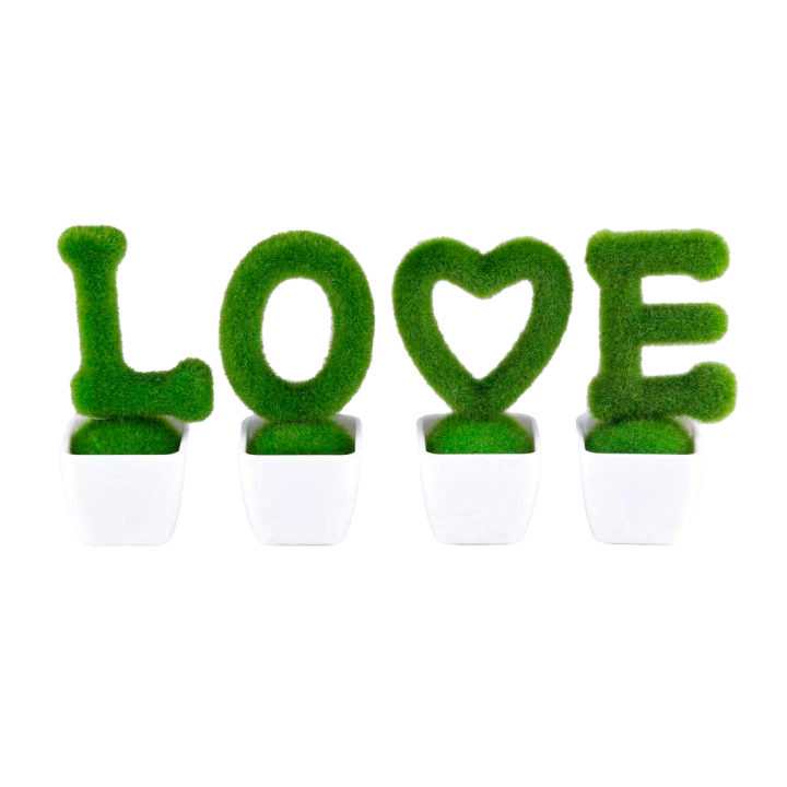 POT + 4 LETTRES "LOVE" GAZON SYNTHETIQUE - HAUT. 13 CM – DECORATIONS – Arteverdeco