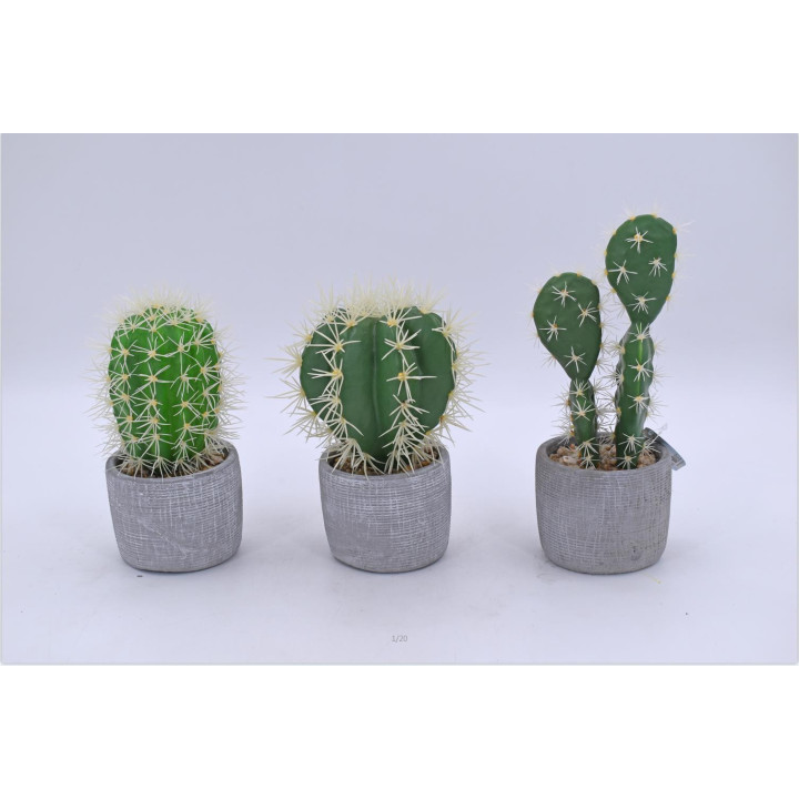 CACTUS ARTIFICIELS EN POT, HAUT. 14 à 16 CM – DECORATIONS – Arteverdeco