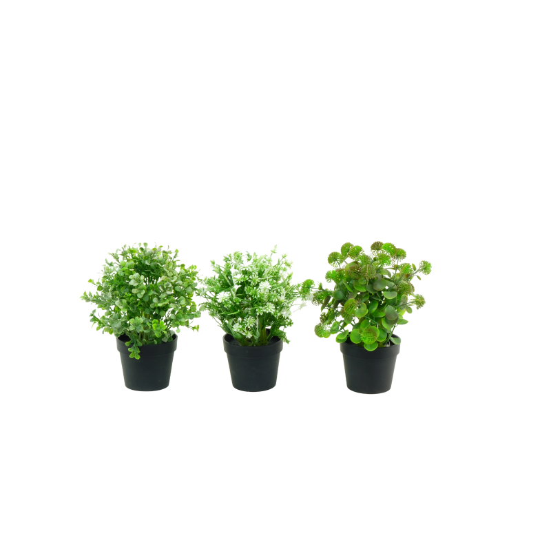 PLANTES VERTES ARTIFICIELLES EN POT, HAUT. 21 à 23 CM – DECORATIONS – Arteverdeco