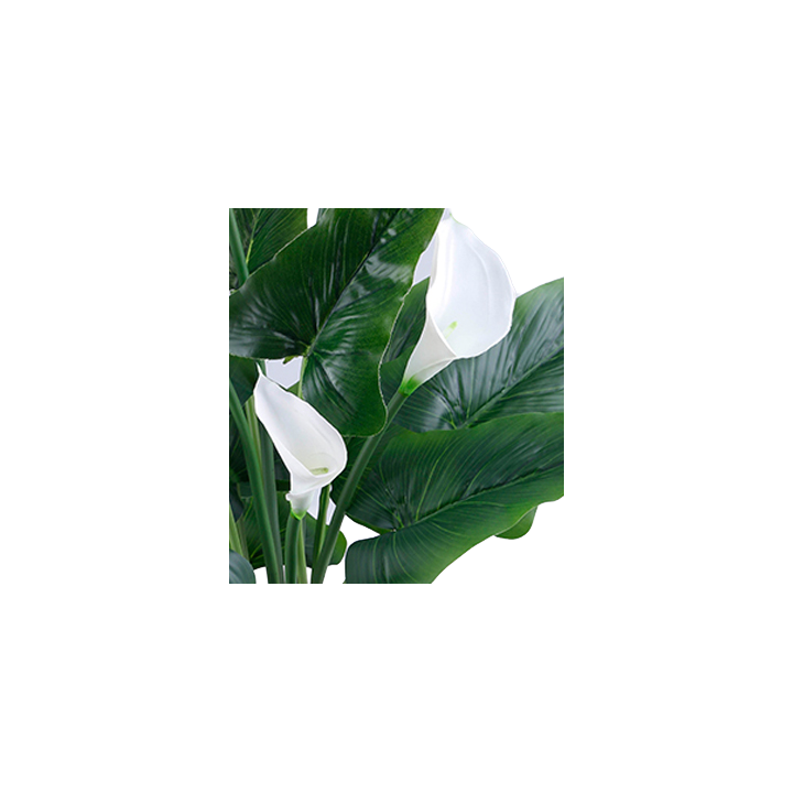 FEUILLES D'ARUM + FLEURS ARTIFICIELLES EN POT, HAUT. 62 CM – PLANTES – Arteverdeco