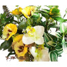 BOUQUET ARTIFICIEL MELANGE DE PENSEE, ORCHIDEE, HERBE, HAUT. 50 CM – FLEURS – Arteverdeco