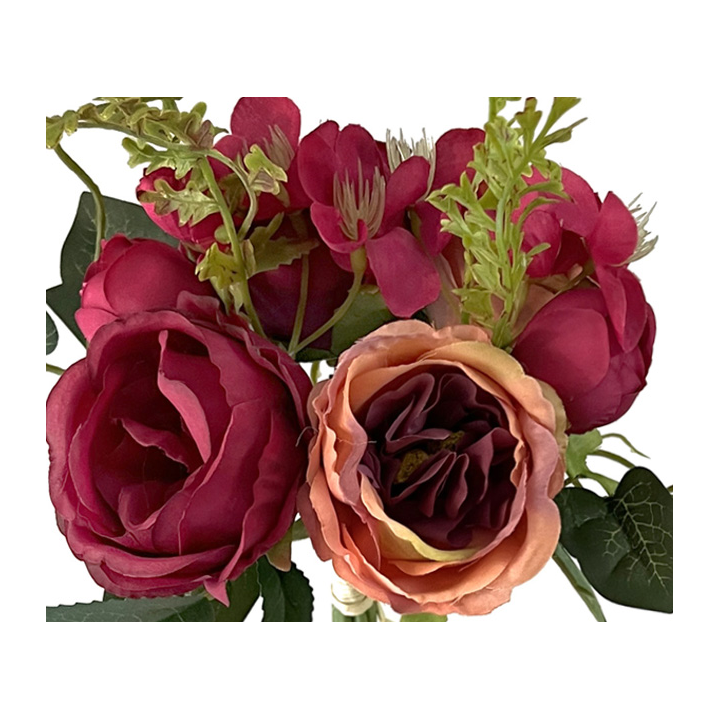 BOUQUET ARTIFICIEL DE ROSE ANCIENNE ET MINI FLEURS, HAUT. 40 CM – FLEURS – Arteverdeco