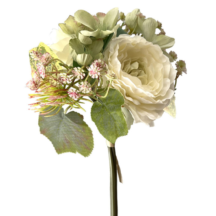 BOUQUET ARTIFICIEL DE ROSE, HORTENSIA, HAUT. 27 CM – FLEURS – Arteverdeco