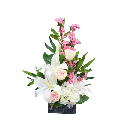 COMPOSITION ART FLORAL D'ORCHIDEE + CHARDON ARTIFICIELLES – ART FLORAL – Arteverdeco