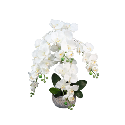 COMPOSITION ARTIFICIELLE ART FLORAL D'ORCHIDEE, HAUT. 60 CM – ART FLORAL – Arteverdeco