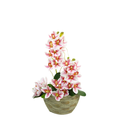 COMPOSITION ART FLORAL D'ORCHIDEE + CHARDON ARTIFICIELLES – ART FLORAL – Arteverdeco