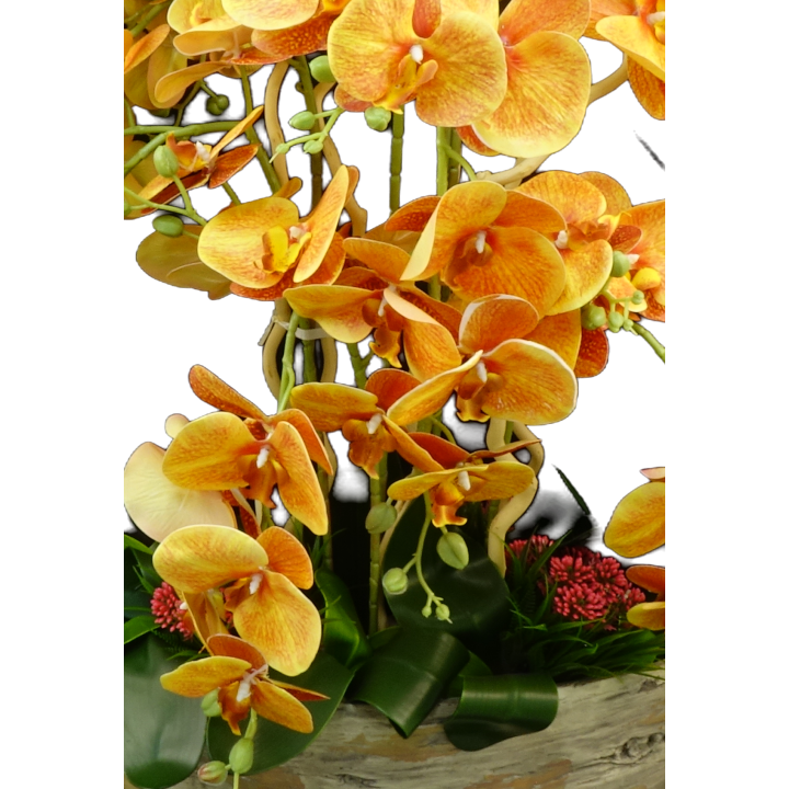 COMPOSITION ART FLORAL D'ORCHIDEE + CHARDON ARTIFICIELLES – ART FLORAL – Arteverdeco