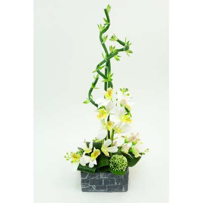 COMPOSITION ART FLORAL D'ORCHIDEE + CHARDON ARTIFICIELLES – ART FLORAL – Arteverdeco