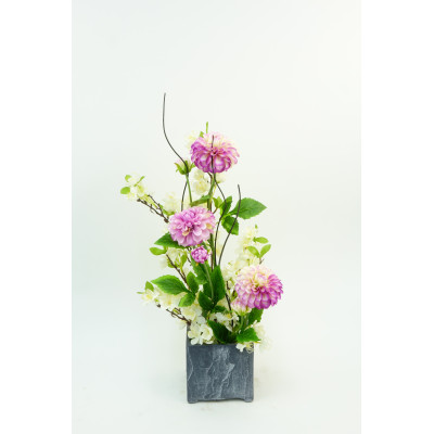 COMPOSITION ART FLORAL D'ORCHIDEE + CHARDON ARTIFICIELLES – ART FLORAL – Arteverdeco