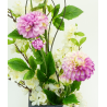 COMPOSITION ARTIFICIELLE ART FLORAL DE DAHLIA, FLEURS DE PECHER, BRANCHAGE – ART FLORAL – Arteverdeco