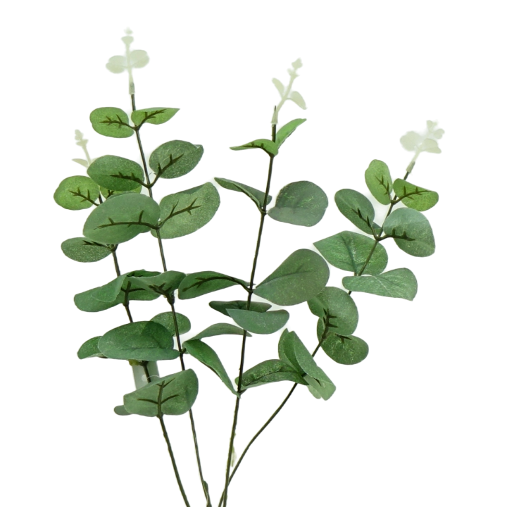 TIGE D'EUCALYPTUS ARTIFICIELLE - 4 BRANCHES - HAUT. 65CM – FLEURS – Arteverdeco