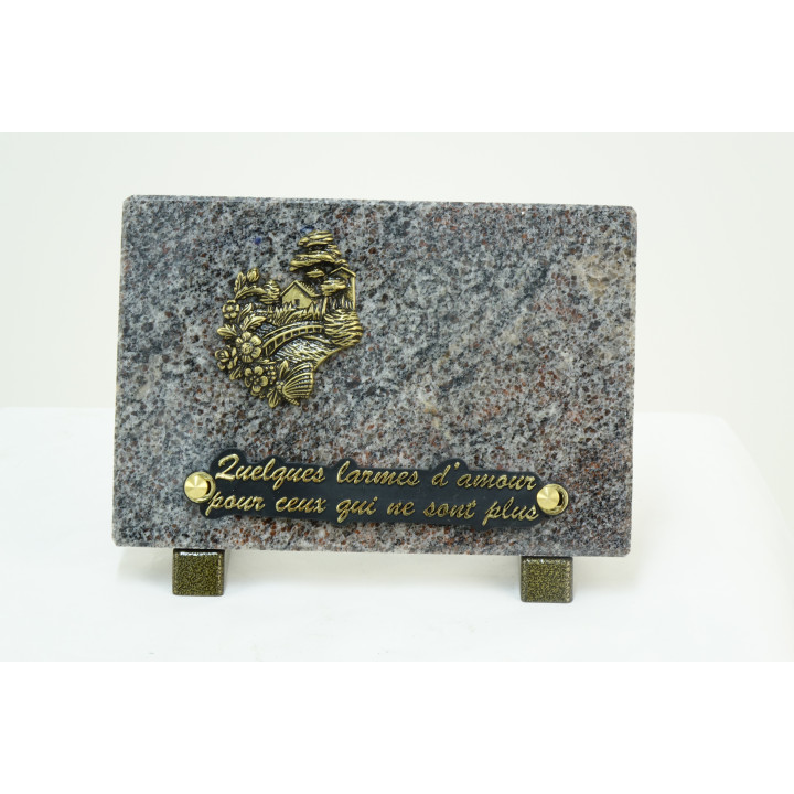 PLAQUE FUNERAIRE EN GRANIT - FORME DROITE - CHAMP BRUT - DIM. LONG.18 CM - HAUT. 12 CM – Catalogue Funéraires 2024 – Arteverdeco