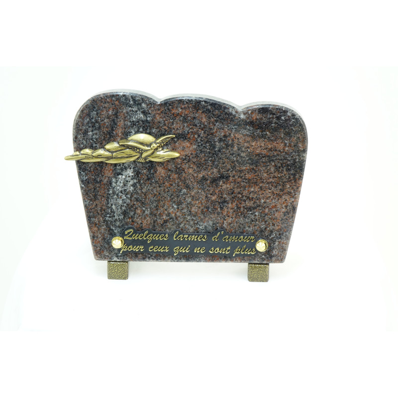 PLAQUE FUNERAIRE EN GRANIT - FORME GALBEE - CHAMP POLI - DIM. LONG.20 CM - HAUT. 15 CM – Catalogue Funéraires 2024 – Arteverdeco