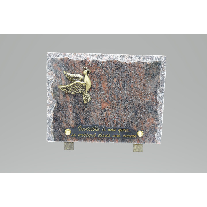 PLAQUE FUNERAIRE EN GRANIT DROITE ECLATEE - CHAMP POLI - DIM. LONG.20 CM - HAUT. 15 CM – Catalogue Funéraires 2024 – Arteverdeco