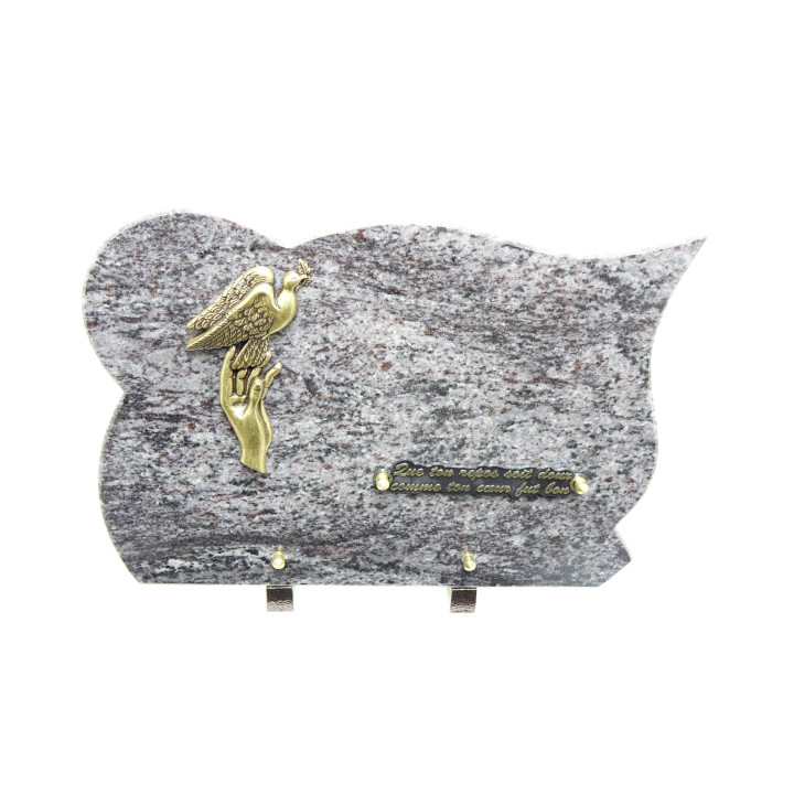 PLAQUE FUNERAIRE EN GRANIT - FORME GALBEE - CHAMP POLI - DIM. LONG.35 CM - HAUT. 25 CM – Catalogue Funéraires 2024 – Arteverdeco