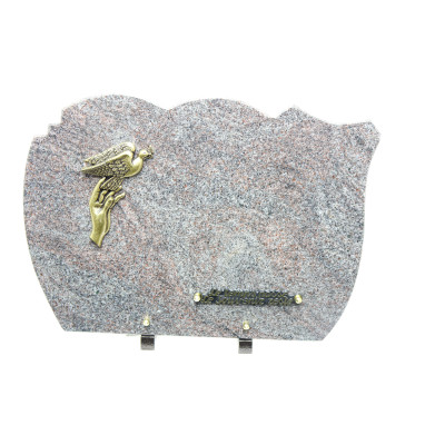 PLAQUE FUNERAIRE EN GRANIT - FORME GALBEE - CHAMP POLI - DIM. LONG.35 CM - HAUT. 25 CM – Catalogue Funéraires 2024 – Arteverdeco