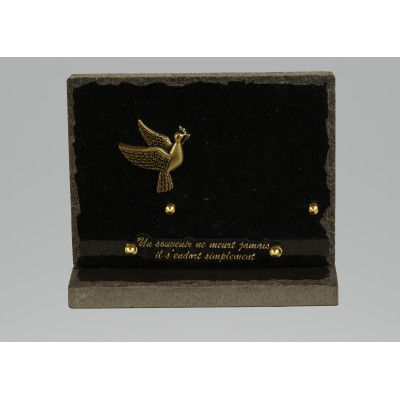 PLAQUE FUNERAIRE EN GRANIT - FORME GALBEE - CHAMP POLI - DIM. LONG.20 CM - HAUT. 15 CM – Catalogue Funéraires 2024 – Arteverdeco