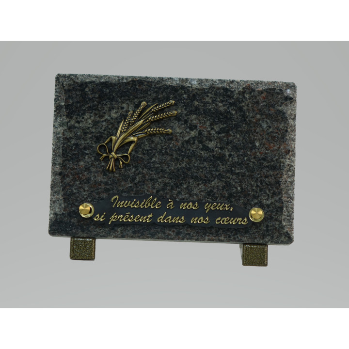 PLAQUE FUNERAIRE EN GRANIT RECTANGULAIRE - BORD ECLATE  - DIM. LONG. 18 CM - HAUT. 12 CM – Catalogue Funéraires 2024 – Arteverdeco