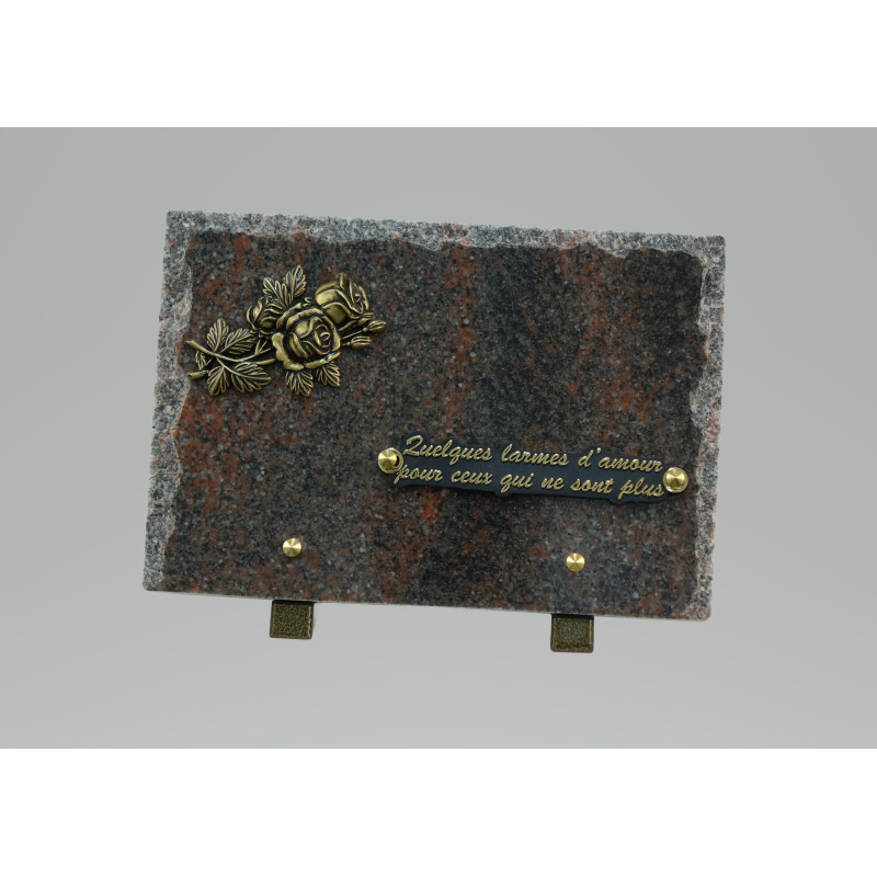 PLAQUE FUNERAIRE EN GRANIT RECTANGULAIRE - BORD ECLATE  - DIM. LONG. 25 CM - HAUT. 17 CM – Catalogue Funéraires 2024 – Arteverdeco