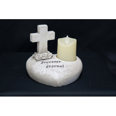 PLAQUE FUNERAIRE EN GRANIT - FORME COEUR + SOCLE GRANIT - DIM. LONG.15 CM - HAUT. 15 CM – Catalogue Funéraires 2024 – Arteverdeco