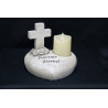 COEUR EN RESINE AVEC CROIX & FLEURS ET BOUGIE LED + GRAVURE EN NOIR - OBJET DE DECORATION FUNERAIRE - HAUTEUR 13.5 CM – Catalogue Funéraires 2024 – Arteverdeco