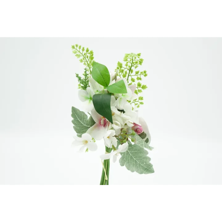 BOUQUET ARTIFICIEL D'ORCHIDEE, HORTENSIA, HERBES, HAUT. 32 CM – FLEURS – Arteverdeco