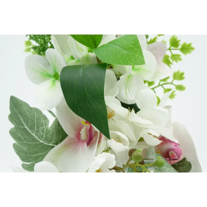 BOUQUET ARTIFICIEL D'ORCHIDEE, HORTENSIA, HERBES, HAUT. 32 CM – FLEURS – Arteverdeco