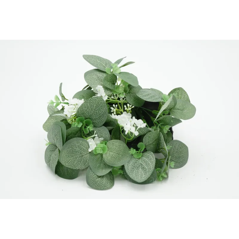 CENTRE DE TABLE EUCALYPTUS ET GYPSOPHILE ARTIFICIELS - DIAM. 24 CM – DECORATIONS – Arteverdeco