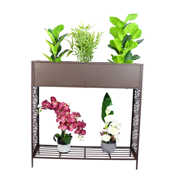 PORTE-PLANTES METAL - LONG. 100 CM, LARG. 30 CM, HAUT. 100 CM – AMENAGEMENT EXTERIEUR – Arteverdeco