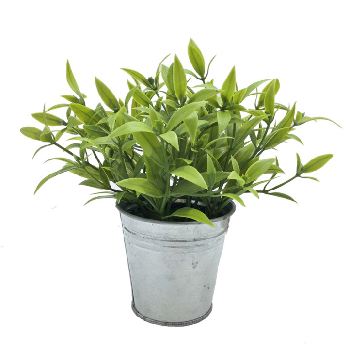 PLANTES VERTES ARTIFICIELLES EN POT ZINC, HAUT. 18 à 21 CM – DECORATIONS – Arteverdeco